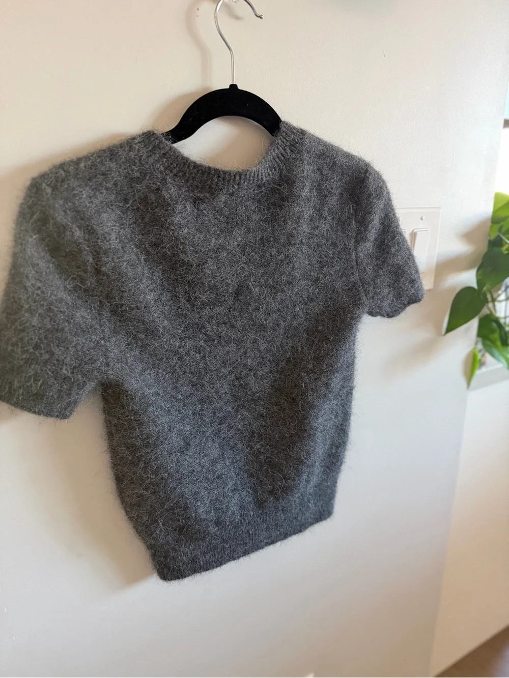 Gianni Bini Alpaca Short-Sleeve Crewneck Sweater in Charcoal - Picture 6 of 8